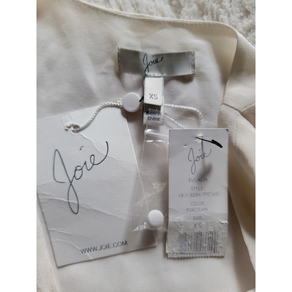 NWT Joie 100% Silk Porcelain White Pleated V-Neck Sleeveless Eulalia Blouse XS - Picture 6 of 10